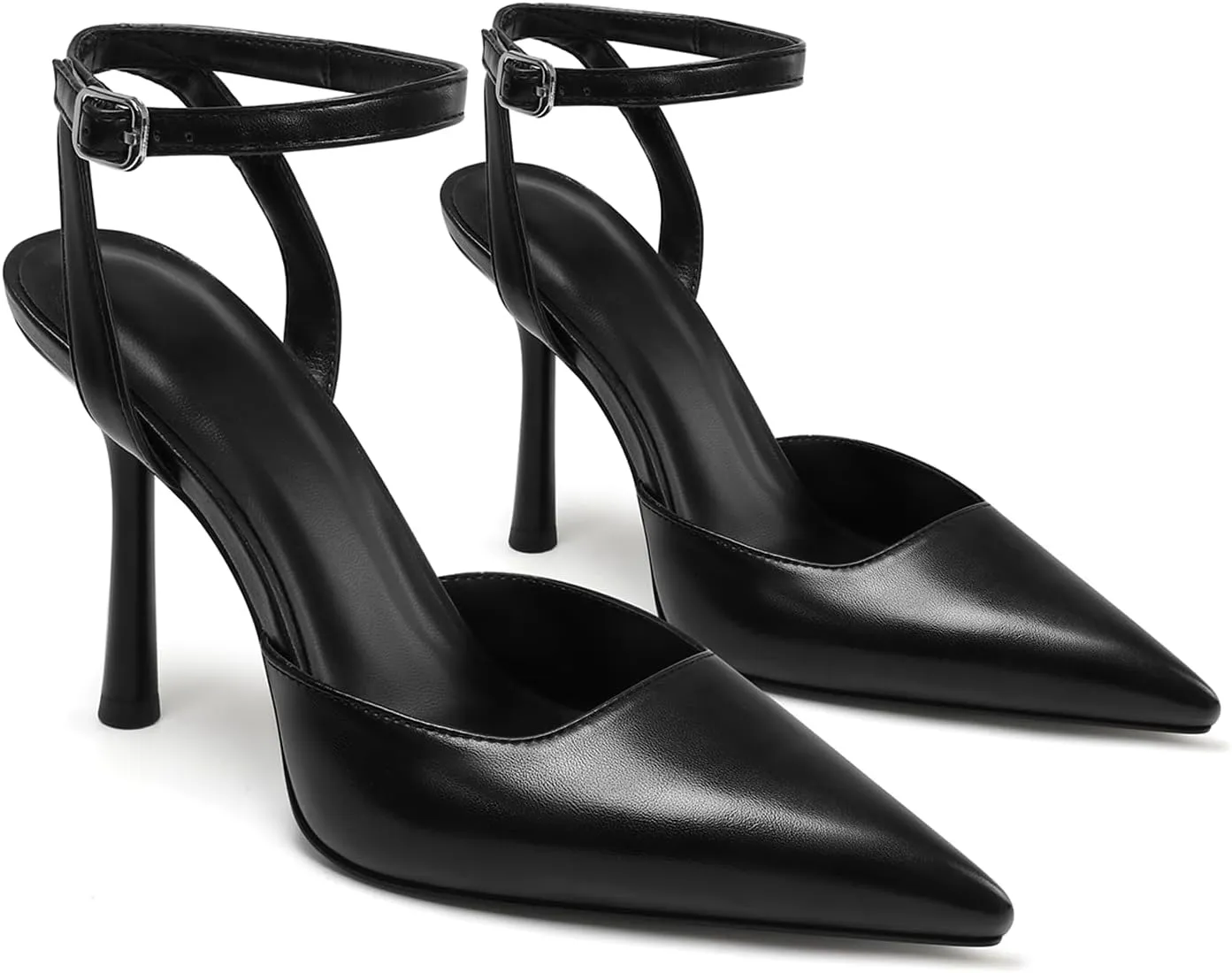 Mesh Closed Toe Ankle Strap Heels Pointed Toe High Heels for Women Stiletto Wedding Dress Shoes
