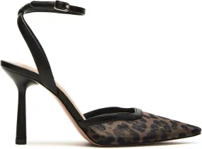 Mesh Closed Toe Ankle Strap Heels Pointed Toe High Heels for Women Stiletto Wedding Dress Shoes