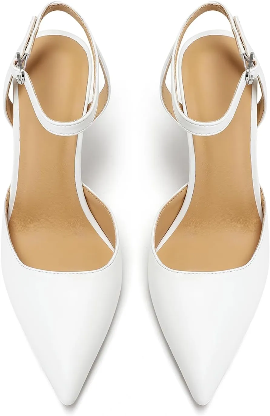 Mesh Closed Toe Ankle Strap Heels Pointed Toe High Heels for Women Stiletto Wedding Dress Shoes