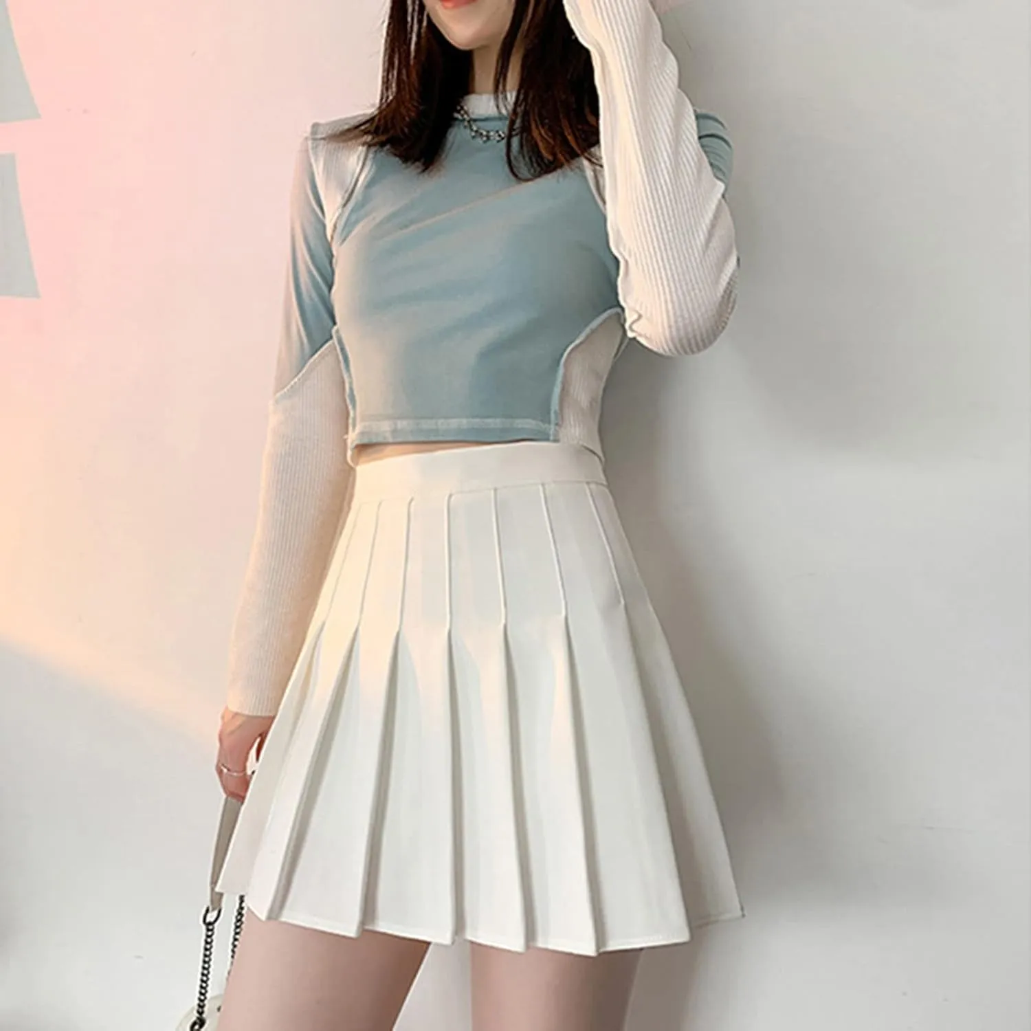 Midi Skirts for Women Solid Basic Skirt A Line Design Skirt Ruffle Layered Pleated Large Swing Half Women Skirts