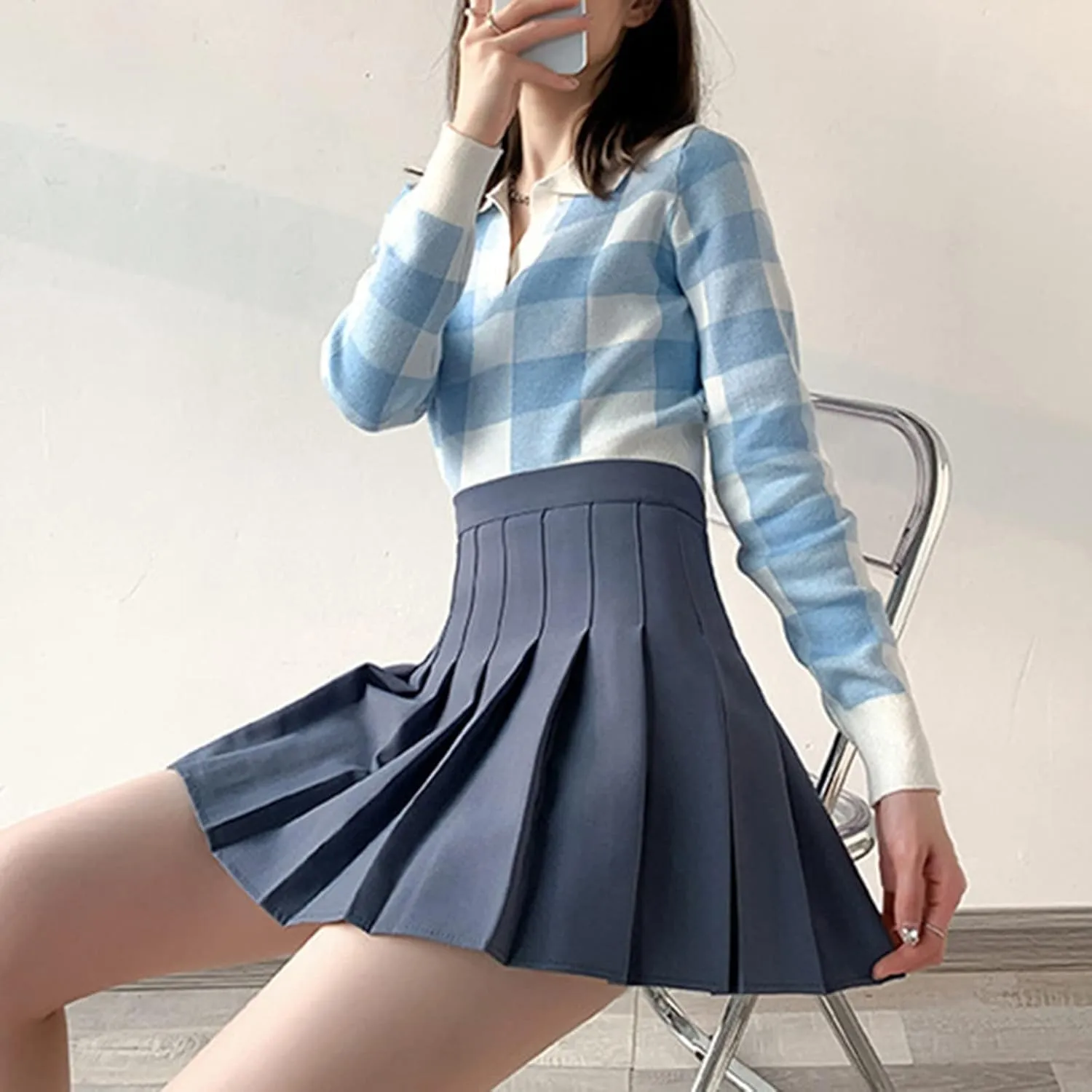 Midi Skirts for Women Solid Basic Skirt A Line Design Skirt Ruffle Layered Pleated Large Swing Half Women Skirts