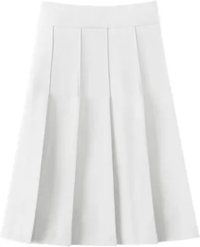 Midi Skirts for Women Solid Basic Skirt A Line Design Skirt Ruffle Layered Pleated Large Swing Half Women Skirts