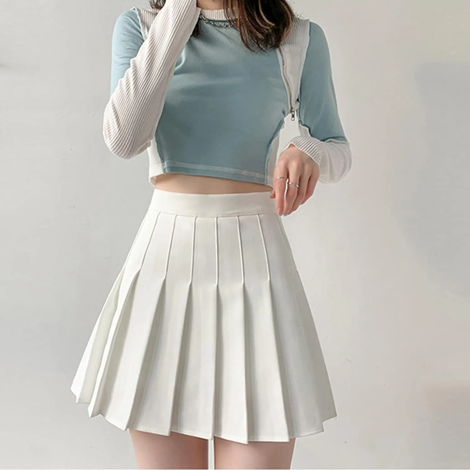 Midi Skirts for Women Solid Basic Skirt A Line Design Skirt Ruffle Layered Pleated Large Swing Half Women Skirts