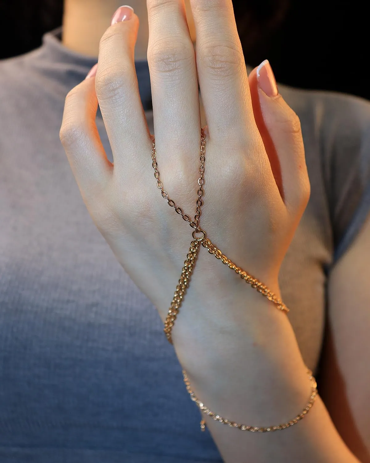 Minimalist Beaded Hand Chain Bracelet for Women trendy Tiny Simple Finger Ring Slave Bracelets Gold Bangle Bracelets Summer Beach Hand Jewelry Gifts