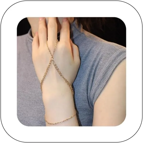 Minimalist Beaded Hand Chain Bracelet for Women trendy Tiny Simple Finger Ring Slave Bracelets Gold Bangle Bracelets Summer Beach Hand Jewelry Gifts