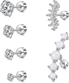 MODRSA Gold Cartilage Earring Silver Cartilage Piercing Jewelry 16g Helix Piercing Jewelry Cartilage Hoop Earring Helix Earrings Silver Cartilage Earring Stud 16 Gauge Cartilage Earrings for Women