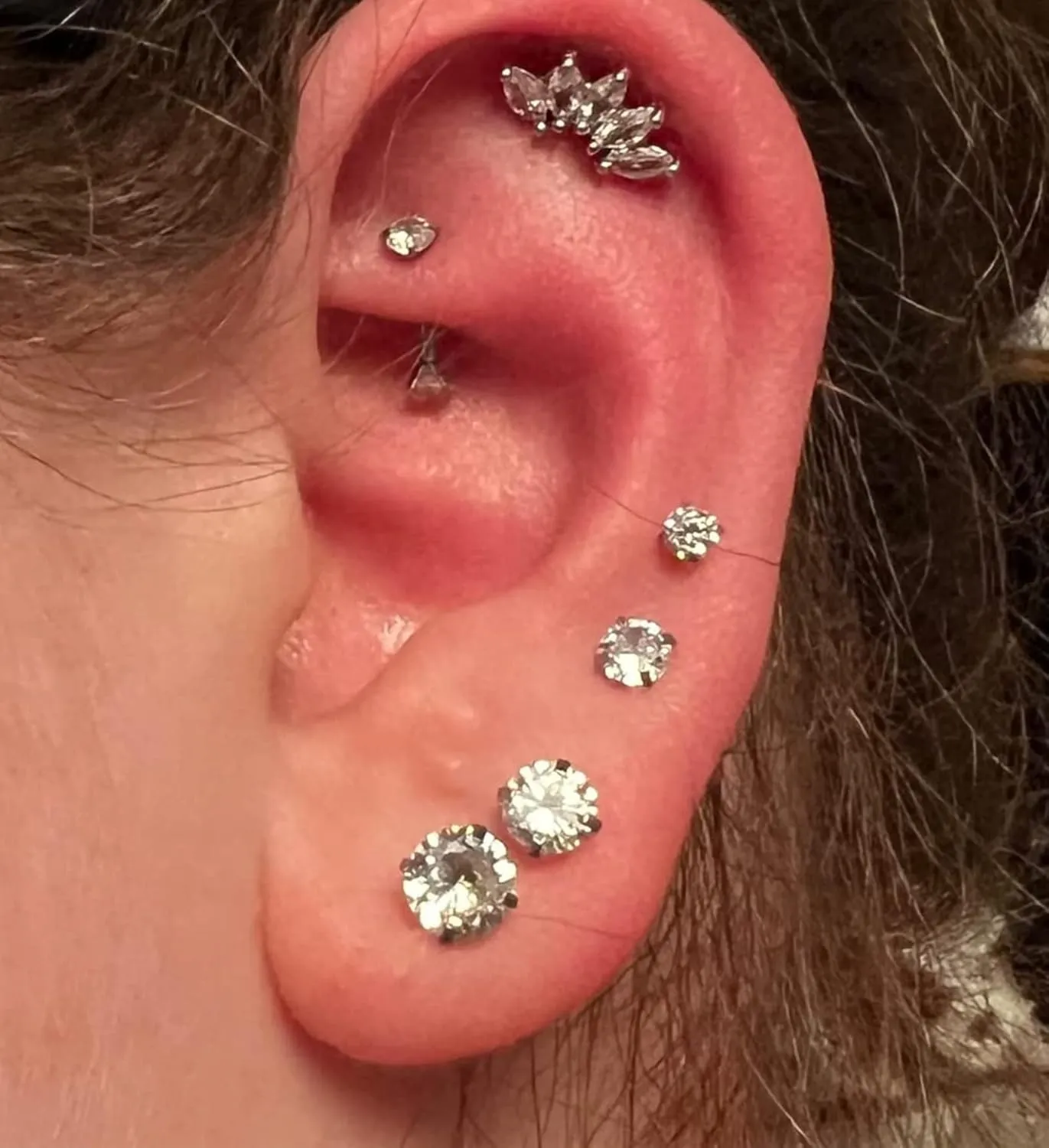 MODRSA Gold Cartilage Earring Silver Cartilage Piercing Jewelry 16g Helix Piercing Jewelry Cartilage Hoop Earring Helix Earrings Silver Cartilage Earring Stud 16 Gauge Cartilage Earrings for Women