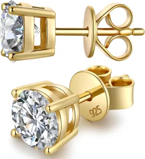 Moissanite Earrings for Women Men S925 Sterling Silver Moissanite Stud Earrings Hypoallergenic Round Cut Stud Earring for Unisex