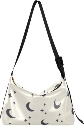 Moon and Stars Hobo Crossbody Bags for Women Leather Large Shoulder Bag Cross Body Trendy Womens Tote Bags Handbag for Travel Shopping