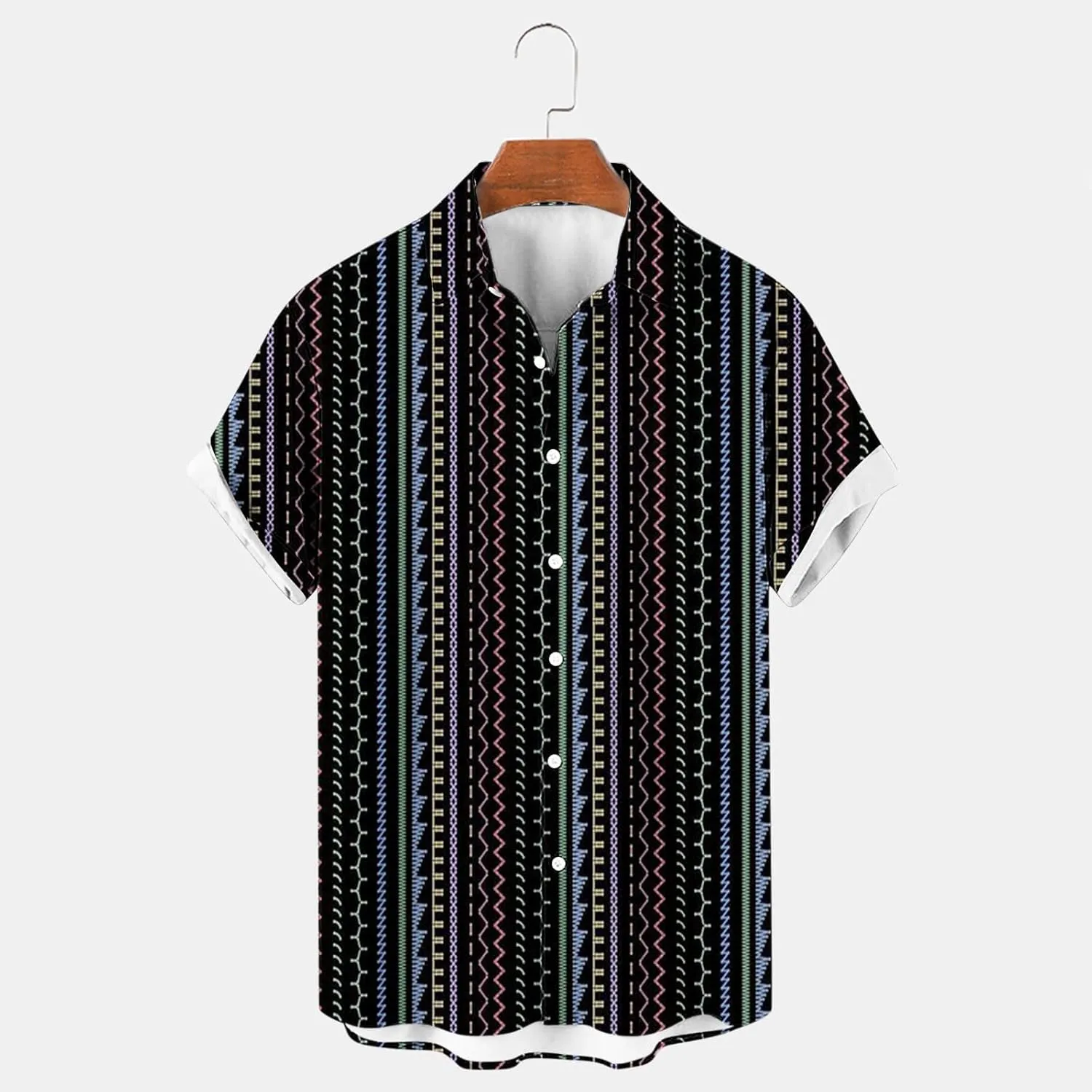 Muscularfit Linen Shirts for Men Western Ethnic Button Down Shirts Short Sleeve Floral Casual Shirts Summer Vacation Shirts