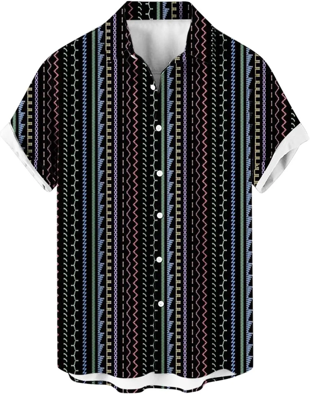 Muscularfit Linen Shirts for Men Western Ethnic Button Down Shirts Short Sleeve Floral Casual Shirts Summer Vacation Shirts