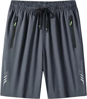 Muscularfit Mens Shorts Casual Elastic Waist Zipper Pockets Drawstring Shorts Summer Casual Athletic Gym Beach Workout Shorts