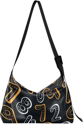 Numbers Hobo Crossbody Bags for Women Leather Large Shoulder Bag Cross Body Trendy Womens Tote Bags Handbag for Travel Shopping