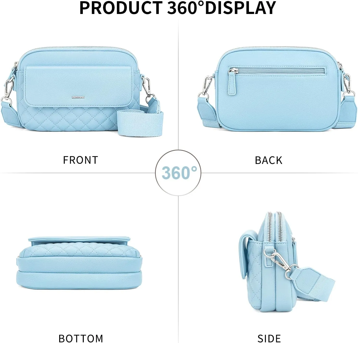 nuoku Small Crossbody Purse for Women, Double Zipper Crossbody Bags for Women Small Size with Phone Pocket