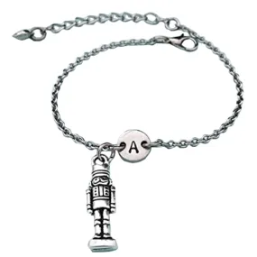 Nutcracker charm bracelet, nutcracker charm, adjustable bracelet, Christmas, personalized bracelet, initial bracelet, monogram