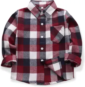OCHENTA Little Big Boys Girls & Mens Plaid Flannel Shirt Button Down Family Matching Outfits