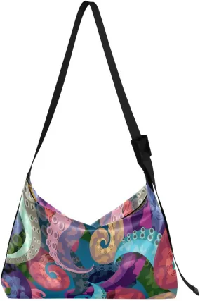Octopus Hobo Crossbody Bags for Women Leather Large Shoulder Bag Cross Body Colorful Trendy Womens Tote Bags Handbag for Travel Shopping