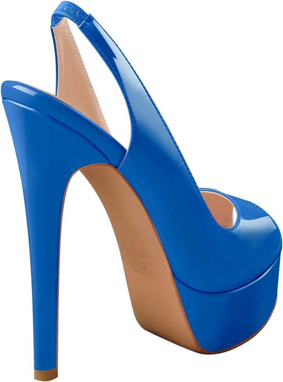 Open Peep Toe Platform High Stiletto Heels Slingback Sandals