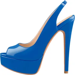 Open Peep Toe Platform High Stiletto Heels Slingback Sandals