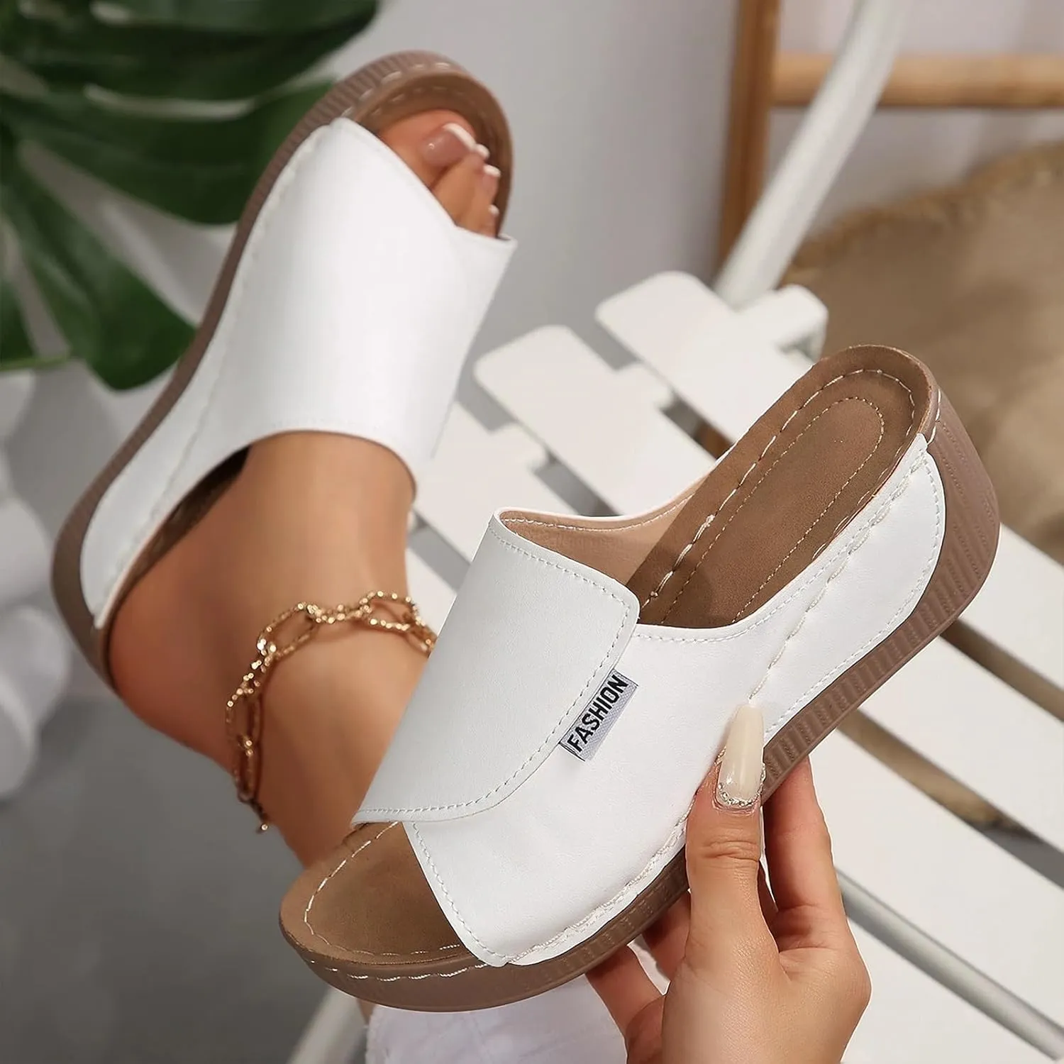 Orthopedic Sandals for Women Arch Support Damping Sole Upgradation Stretch Lightweight Sandals Slip on Summer Breathable Orthotic Platform Wedge Sandal Comfortable Fishmouth Fashion Slippers