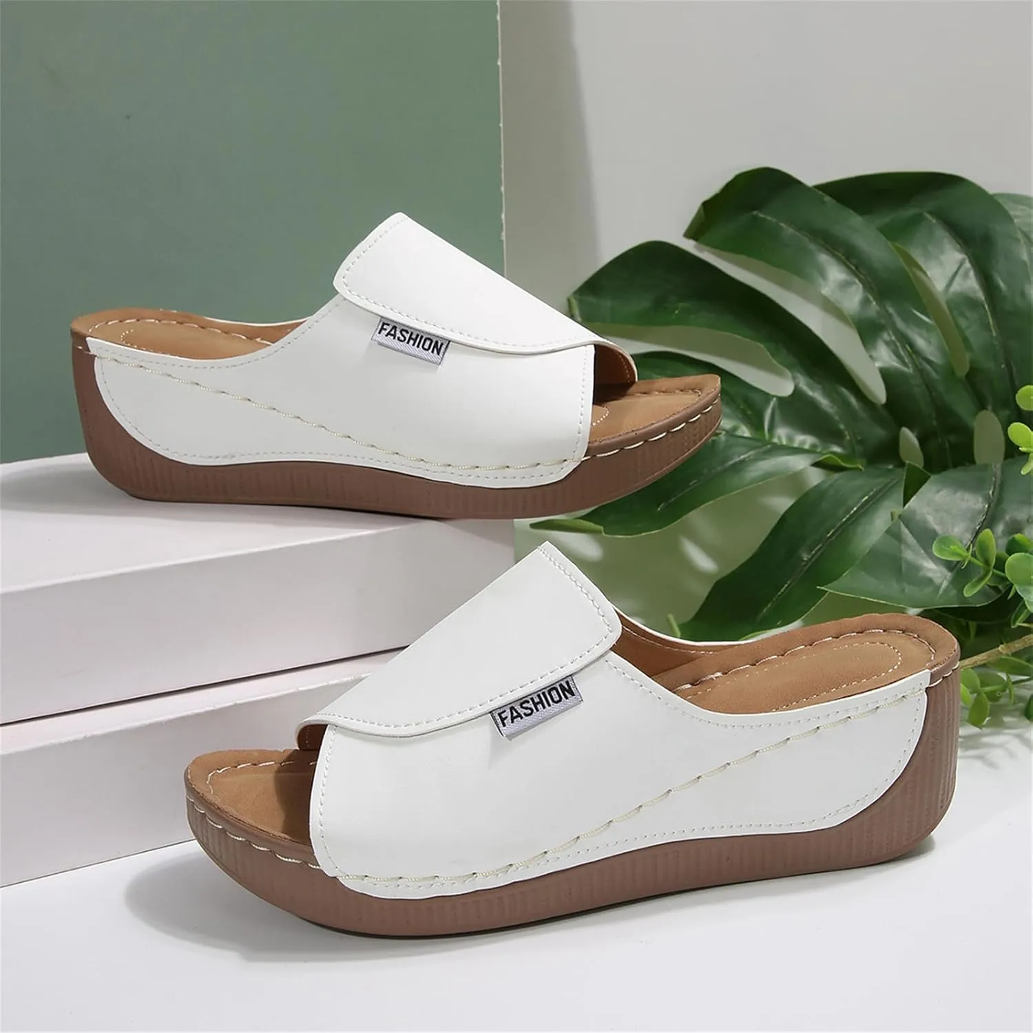 Orthopedic Sandals for Women Arch Support Damping Sole Upgradation Stretch Lightweight Sandals Slip on Summer Breathable Orthotic Platform Wedge Sandal Comfortable Fishmouth Fashion Slippers