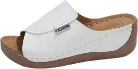Orthopedic Sandals for Women Arch Support Damping Sole Upgradation Stretch Lightweight Sandals Slip on Summer Breathable Orthotic Platform Wedge Sandal Comfortable Fishmouth Fashion Slippers