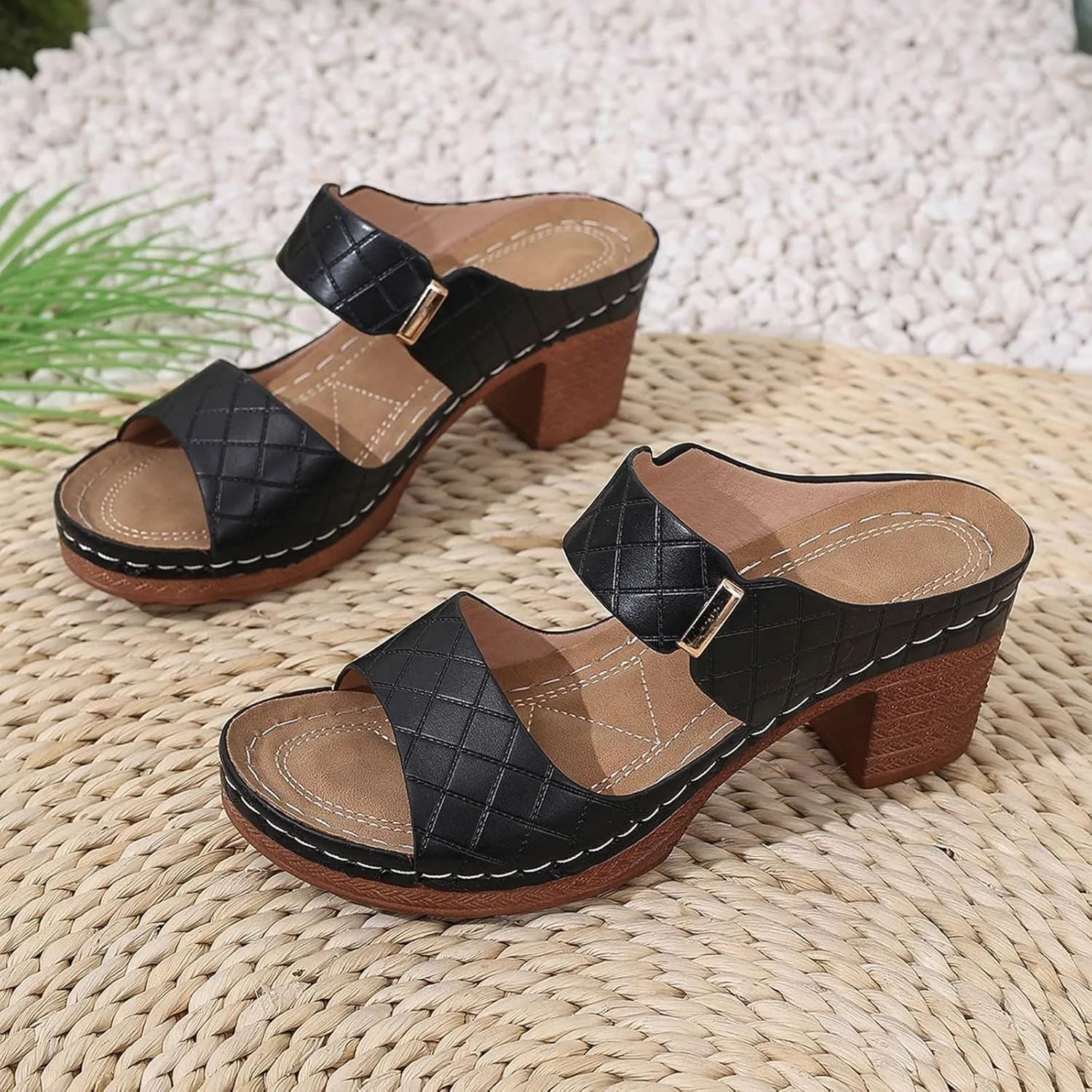Orthopedic Sandals for Women Block Heel Open Toe Chunky Heel Sandals for Women Arch Support Comfortable Fashion Non Slip Fish Mouth Platform Sandal Dressy Beach Walking Trendy Slippers