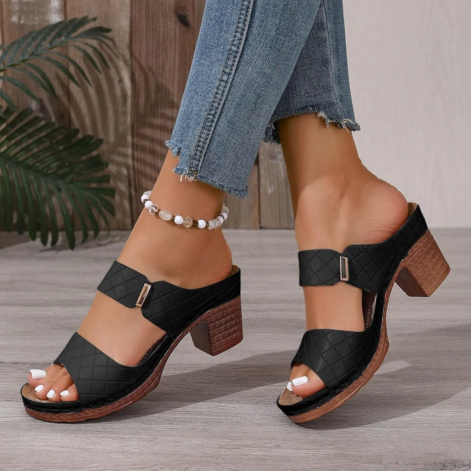 Orthopedic Sandals for Women Block Heel Open Toe Chunky Heel Sandals for Women Arch Support Comfortable Fashion Non Slip Fish Mouth Platform Sandal Dressy Beach Walking Trendy Slippers