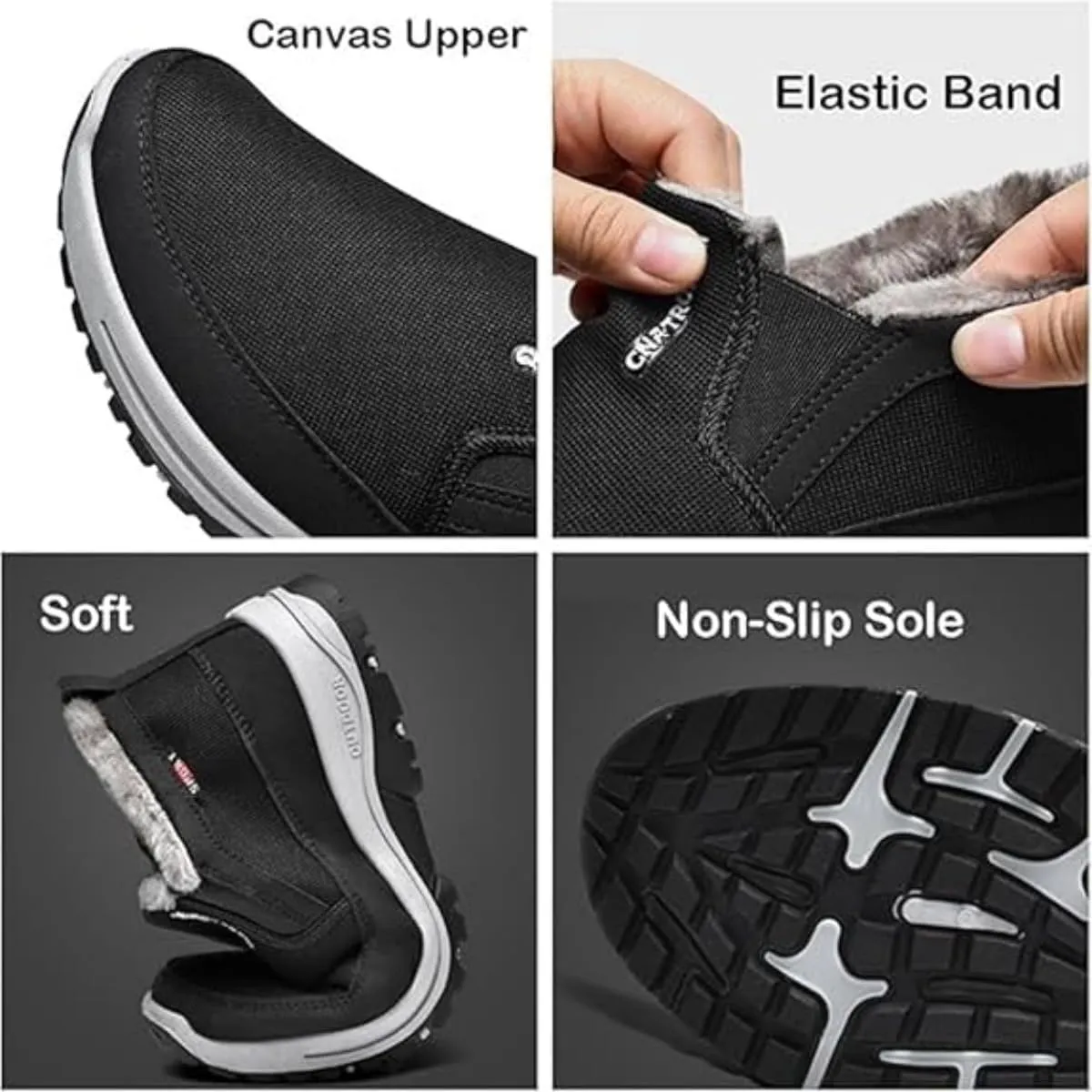 Orthowalkway Mens Shoes, Men's Comfortable Breathable Arch Support Slip-on Canvas Loafers, Outdoor Casual Non Slip Orthopedic Sneakers Flats Boat Shoes