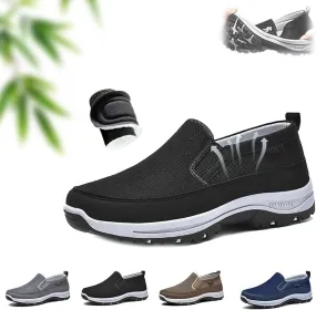 Orthowalkway Mens Shoes, Men's Comfortable Breathable Arch Support Slip-on Canvas Loafers, Outdoor Casual Non Slip Orthopedic Sneakers Flats Boat Shoes