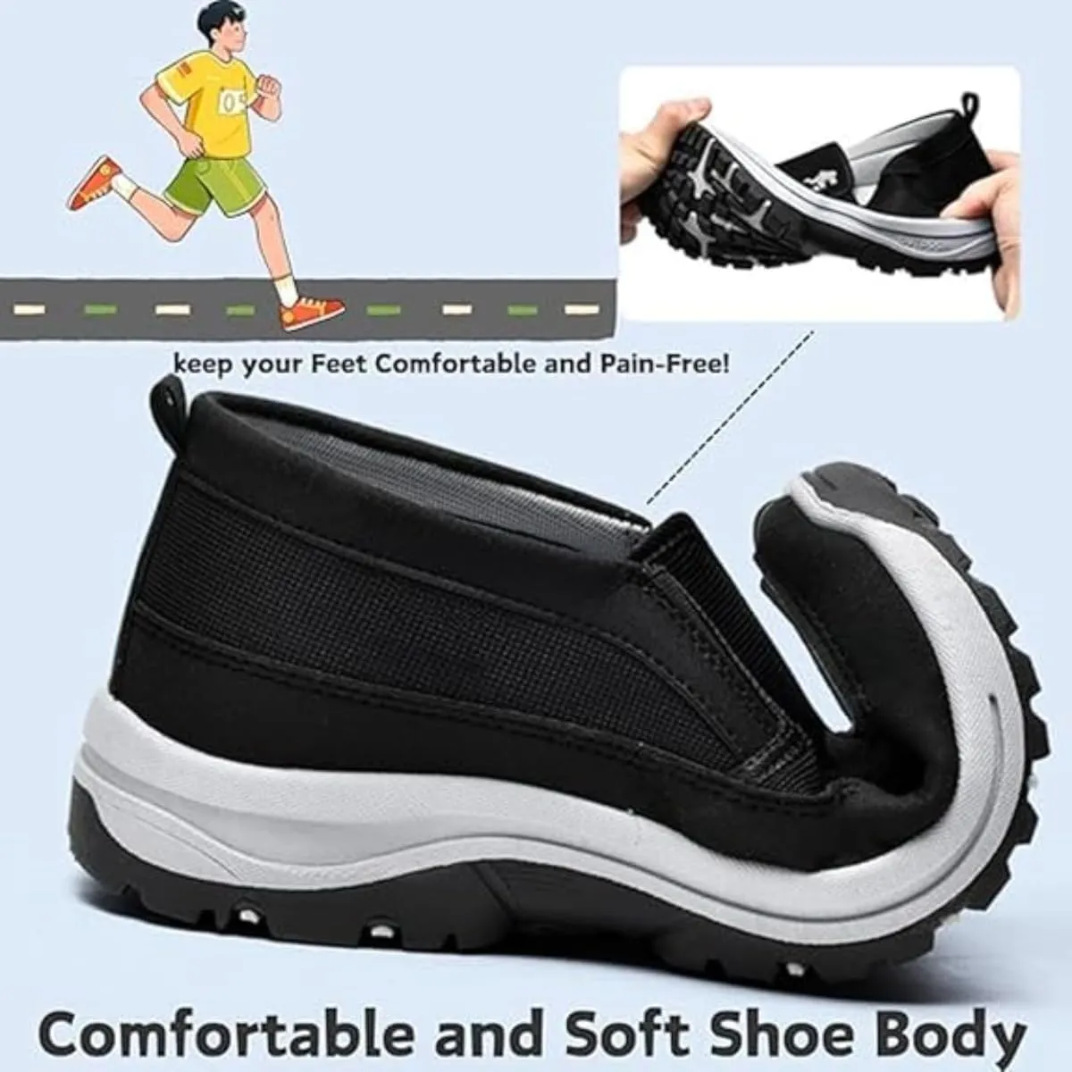 Orthowalkway Mens Shoes, Men's Comfortable Breathable Arch Support Slip-on Canvas Loafers, Outdoor Casual Non Slip Orthopedic Sneakers Flats Boat Shoes