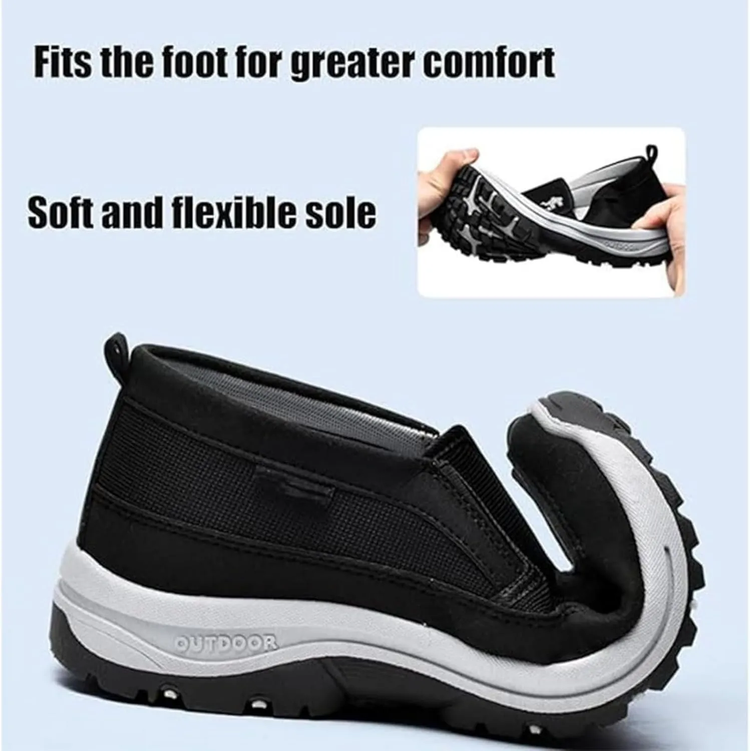 Orthowalkway Mens Shoes,Auguscare Shoes Men,Men's Arch Support Slip-on Canvas Loafers,Outdoor Casual Non Slip Orthopedic Sneakers Flats Boat Shoe for Elderly