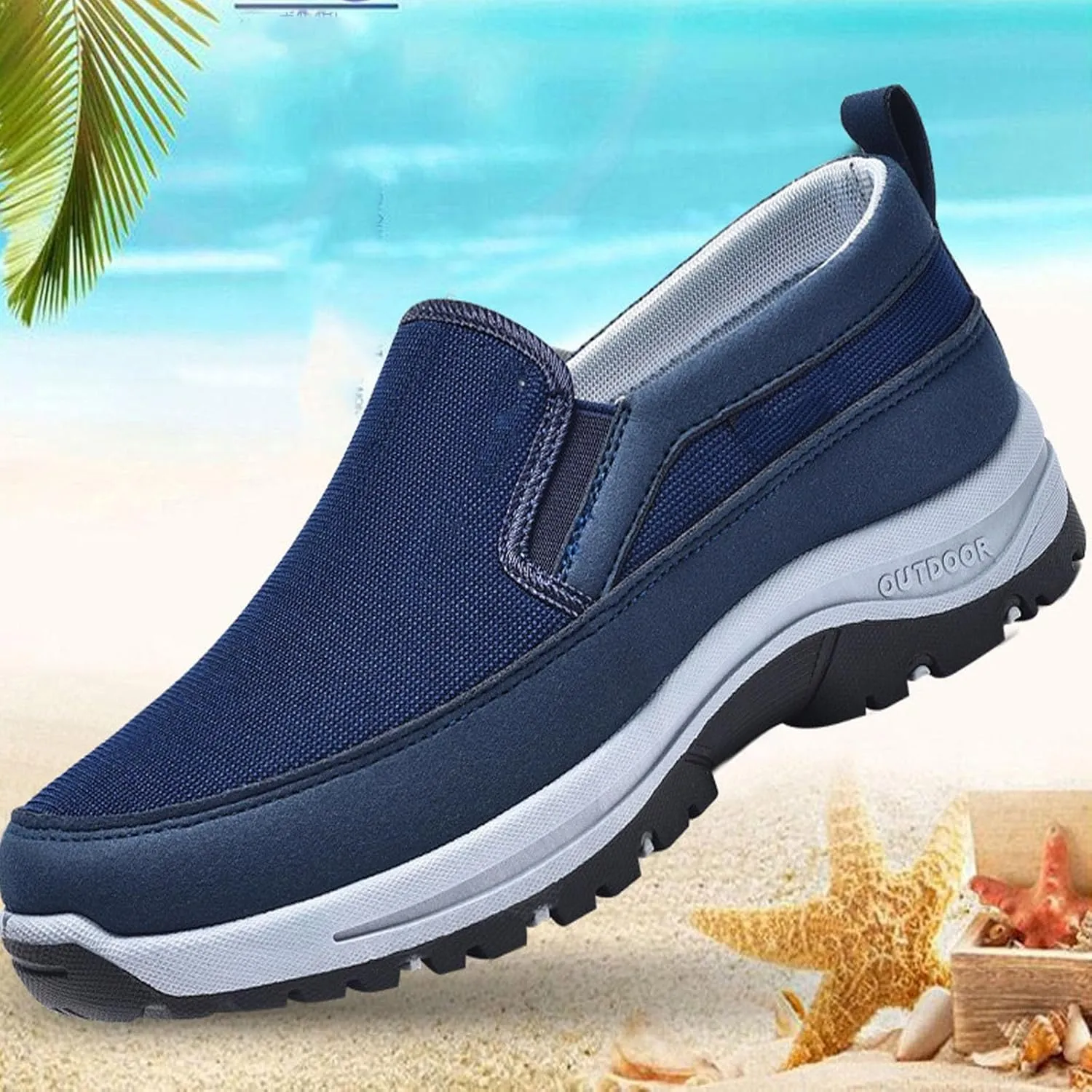 Orthowalkway Mens Shoes,Auguscare Shoes Men,Men's Arch Support Slip-on Canvas Loafers,Outdoor Casual Non Slip Orthopedic Sneakers Flats Boat Shoe for Elderly
