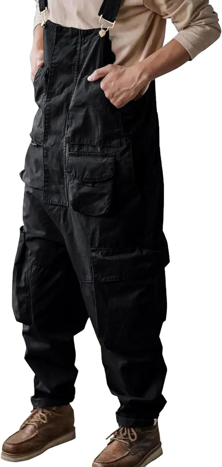 Overalls for Men Work Plus Size Baggy Cargo Pants Summer 2024 Trendy Coveralls Jumpsuits with Pockets