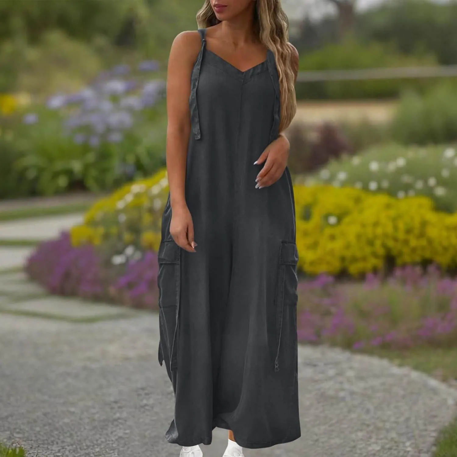 Overalls for Women Loose Fit Oversized Wide Leg Jumpsuits Baggy Casual Long Romper Pants with Pockets 2025
