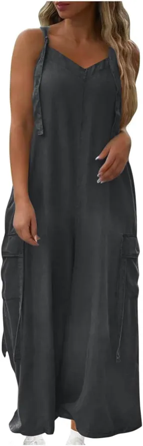 Overalls for Women Loose Fit Oversized Wide Leg Jumpsuits Baggy Casual Long Romper Pants with Pockets 2025