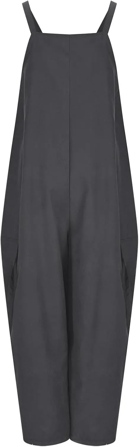 Overalls for Women Loose Fit Oversized Wide Leg Jumpsuits Baggy Casual Long Romper Pants with Pockets 2025