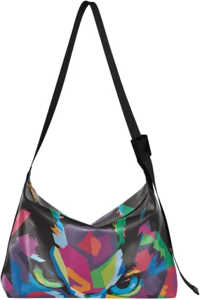 Owl Colorful Hobo Crossbody Bags for Women Leather Large Shoulder Bag Cross Body Watercolor Animals Trendy Womens Tote Bags Handbag for Travel Shopping