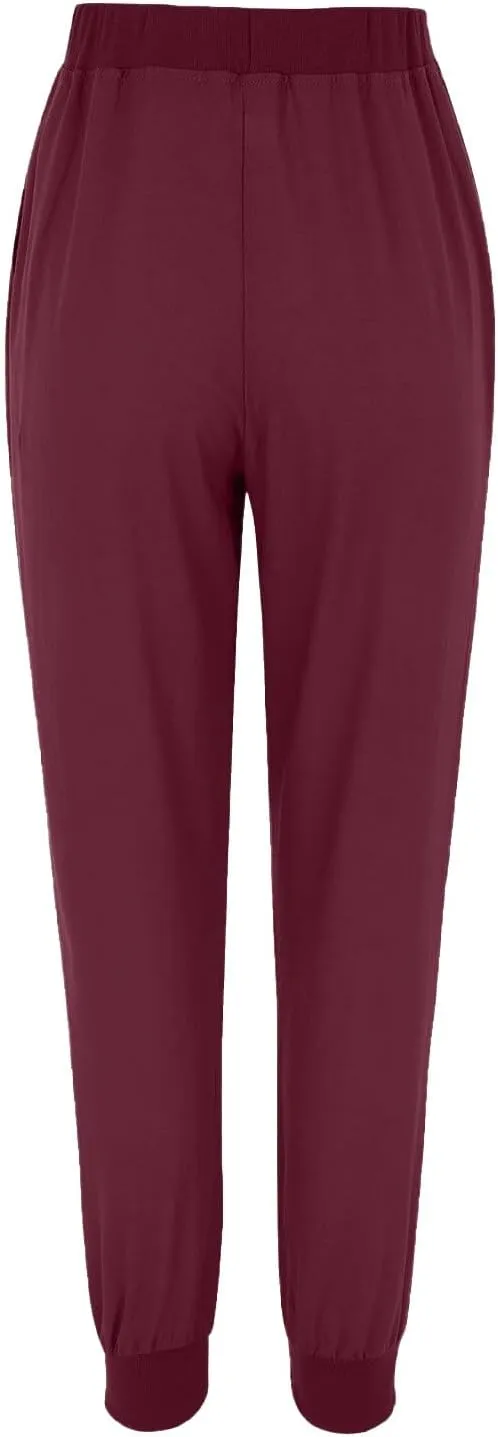 Pants for Women Trendy Drawstring 2025 Boho Beach Print Pants Solid Casual High Waist Stretch Trousers with Pockets
