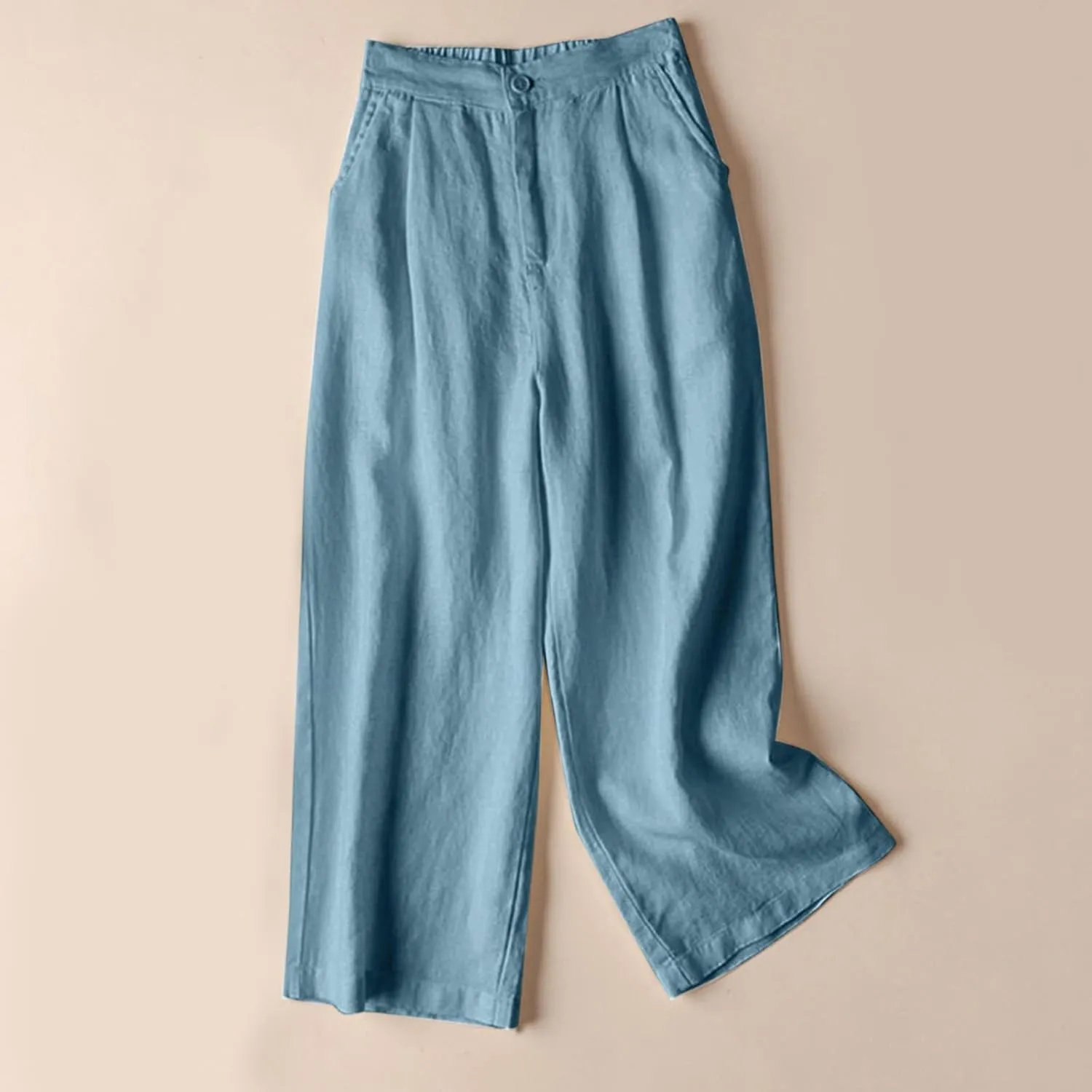 Pants for Women Wide Leg Casual Loose Summer Graphic Flowy High Waisted Linen Wide Leg Pants Plus Size Trousers with Pockets