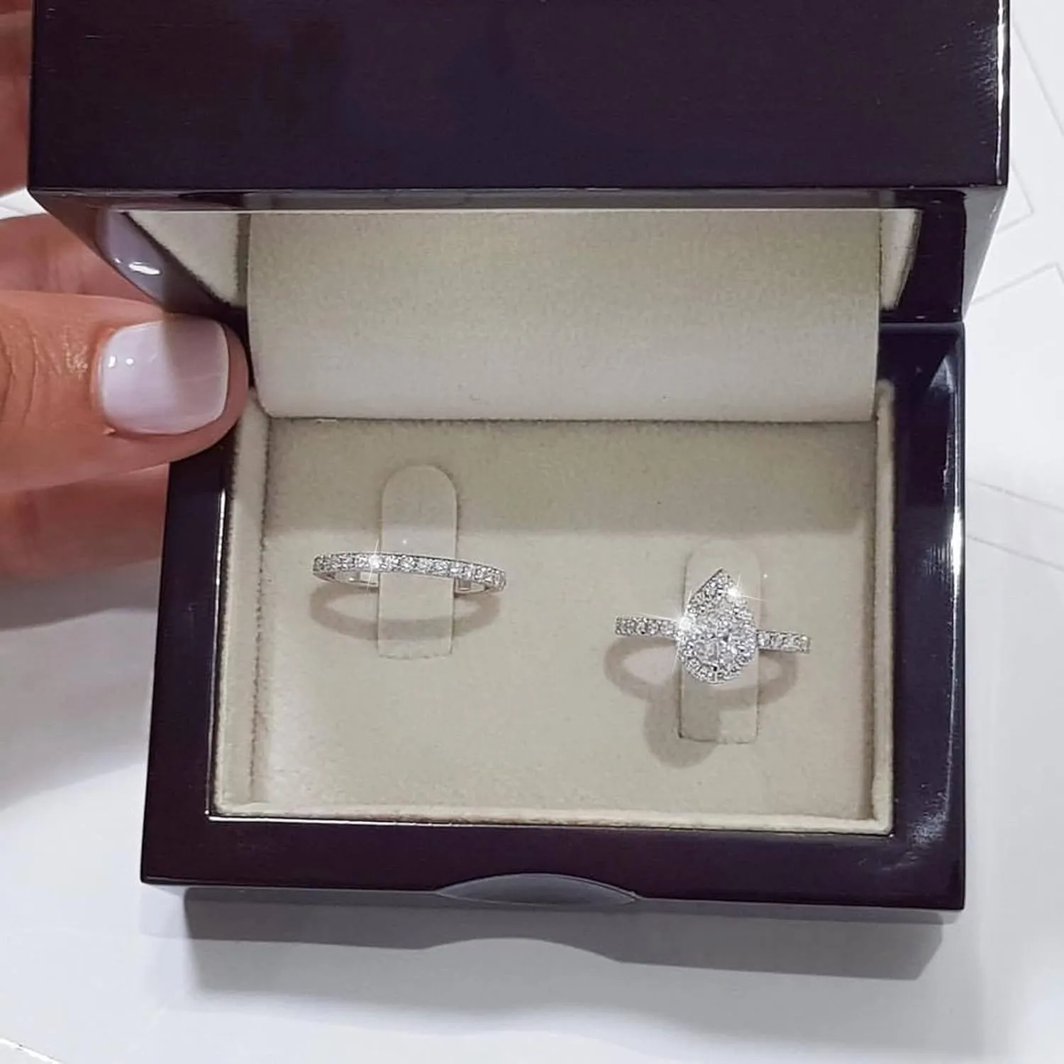 Pear Cut Wedding Band Bridal Ring Set for Women 925 Silver Engagement Exquisite Jewelry Sets Cubics Zirconia Rings
