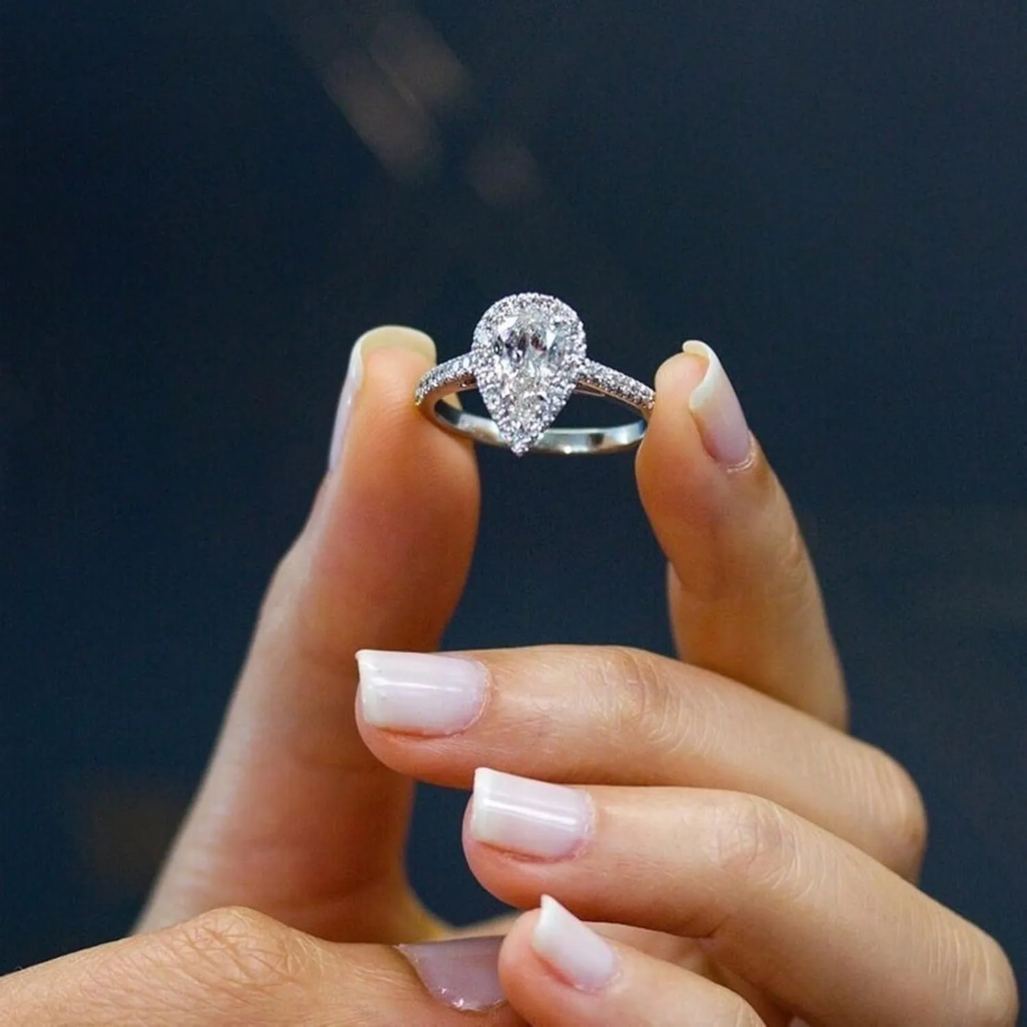 Pear Shaped Wedding Ring Set for Women Silver Bridal Sets Promise Rings for Her Teardrop Engagement Ring Set