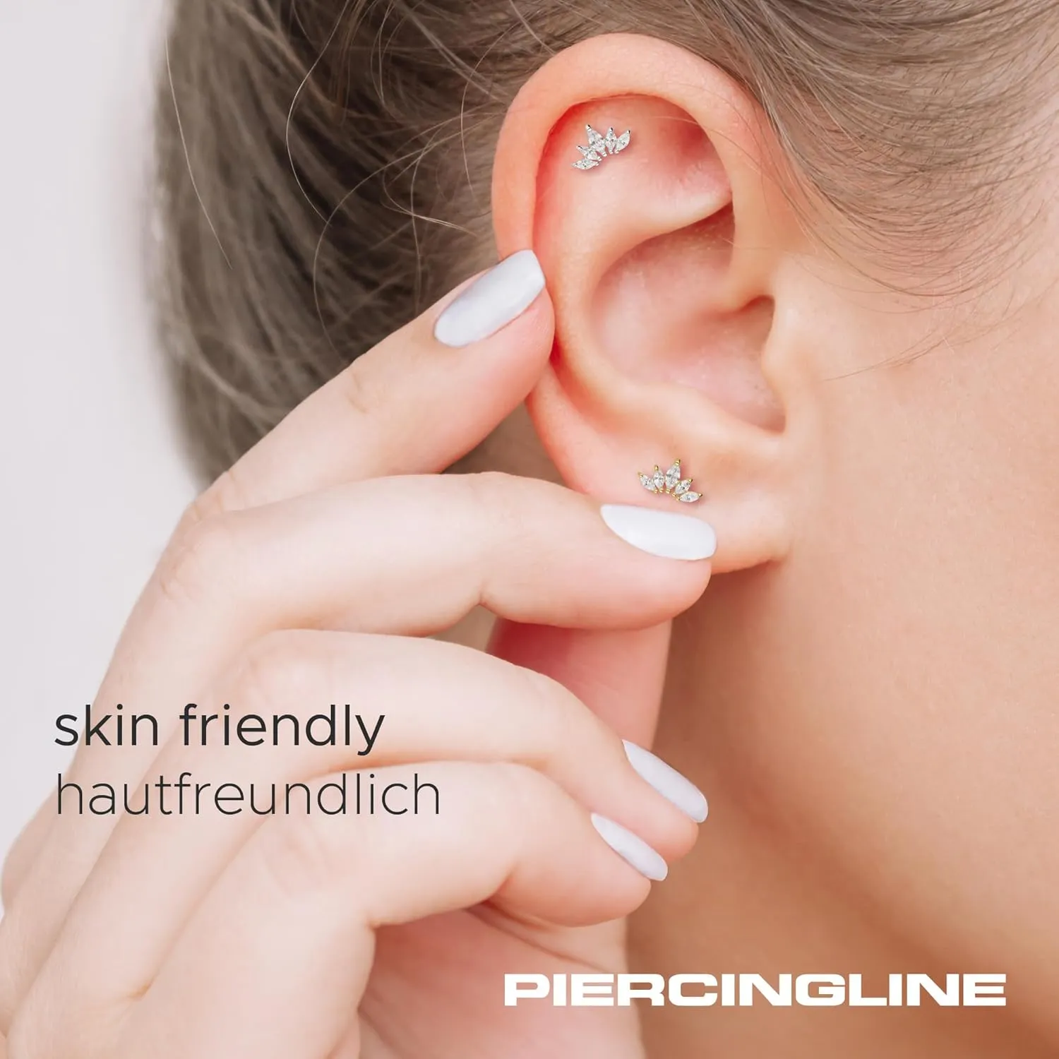 PIERCINGLINE 16 G Surgical steel 316L Helix piercing jewelry | LOTUS BLOSSOM   CRYSTALS | ear piercing jewelry Tragus Cartilage Stud earring