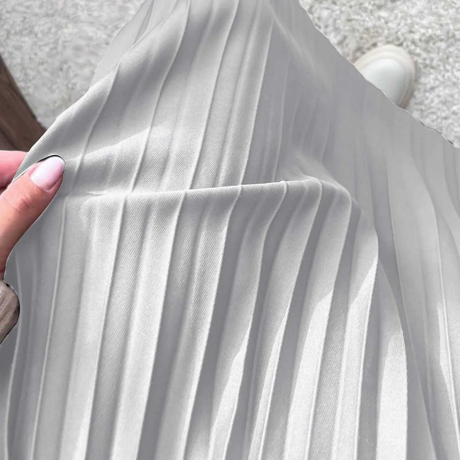 Pleated Midi Skirt Fall Winter High Waist Swing Skirts Elegant Solid Color Half Skirt Flowy a Line Ruffle Skirts
