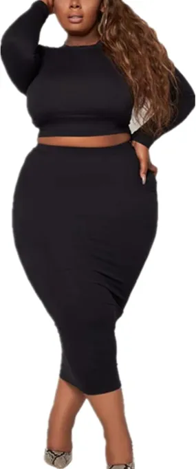 Plus Size Women 2 Piece Outfits Sets Sexy Tracksuit Midi Dress,Sleeveless Tank Top Bodycon Skirts Set Casual Summer