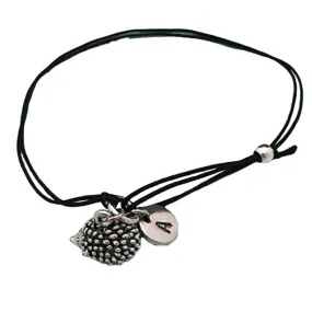 Porcupine cord bracelet, porcupine charm bracelet, adjustable bracelet, charm bracelet, personalized bracelet, initial bracelet, monogram