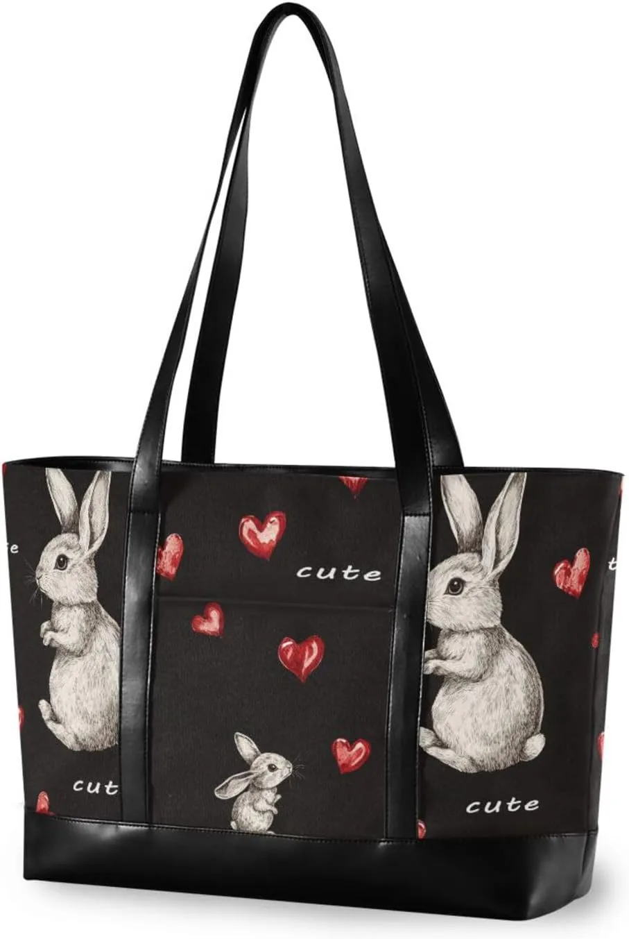 Rabbit Vintage Valentine Large Capacity laptop bags with zipper womens tote for work with yoga bolsa para laptop mujer