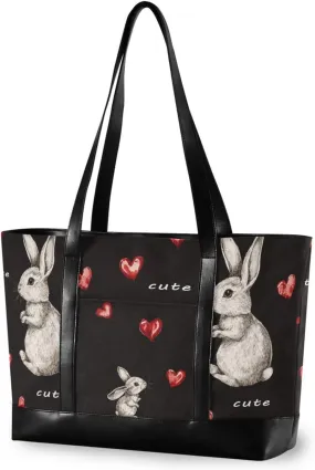 Rabbit Vintage Valentine Large Capacity laptop bags with zipper womens tote for work with yoga bolsa para laptop mujer