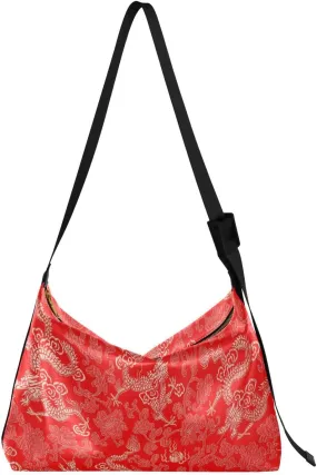 Red Dragon Pattern Hobo Crossbody Bags for Women Leather Large Shoulder Bag Cross Body Trendy Womens Tote Bags Handbag for Travel Shopping