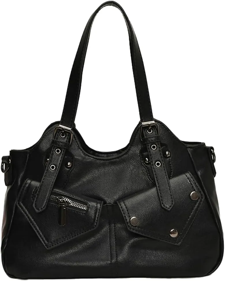 Retro Crossbody Bag For Women Satchel Bag Vegan Leather Shoulder Bags Womens Work Purses Y2K Tote Handbag Winter Travel